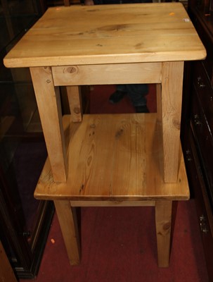 Lot 1455 - A pair of modern pine square low occasional...