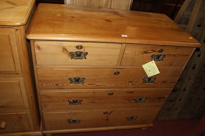 Lot 1460 - A Victorian pine round cornered chest of two...