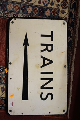 Lot 1616 - An original wooden Trains directional wall sign