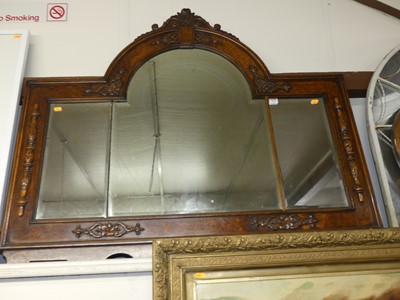 Lot 1013 - A late Victorian oak and burr oak overmantel...