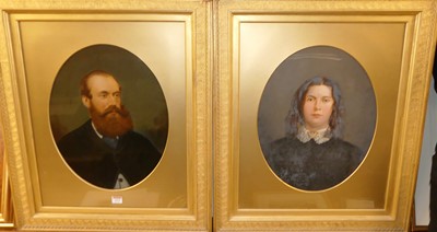 Lot 1019 - A pair of Victorian portrait studies, being...
