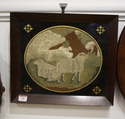 Lot 796 - A 19th century woolwork panel embroidered as...