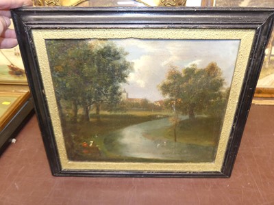 Lot 1048 - 19th century school - Figures on a riverbank...