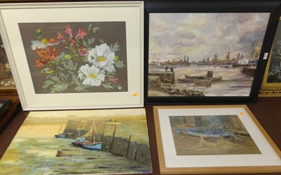 Lot 1051 - Alastair Kilburn - Shrimp boats at low tide...