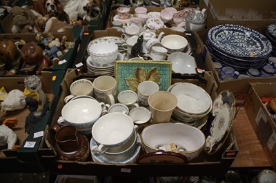 Lot 763 - Two boxes of ceramics to include a Victorian...