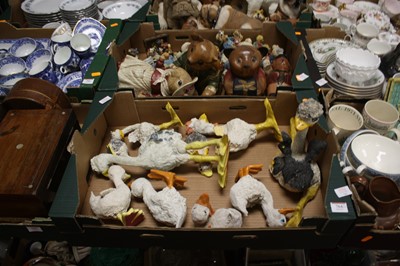 Lot 764 - Two boxes of carved wood and resin animal figures