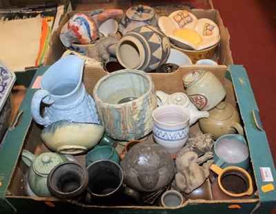 Lot 860 - Two boxes of ceramics to include a Victorian...