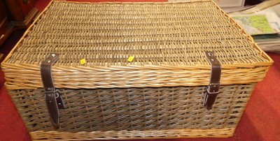 Lot 1084 - A wicker picnic hamper and contents, being a...