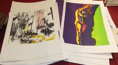Lot 1085 - A collection of unframed lithographs, to...