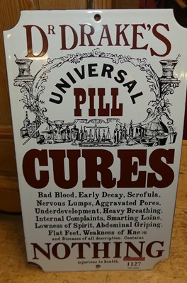 Lot 1127 - An enamel advertising sign for Dr Drake's Pill...