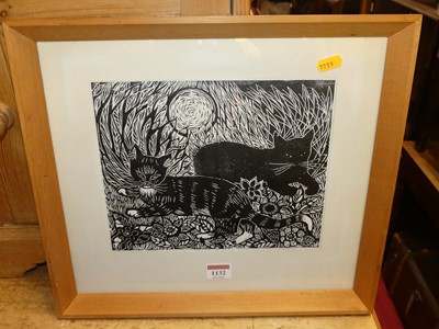 Lot 1132 - Moy Keightley - Cat study, lithograph, signed...