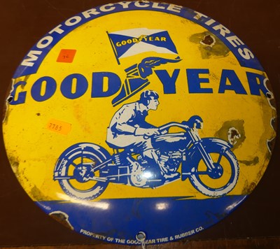 Lot 1070 - Convex enamel advertising sign for Goodyear...
