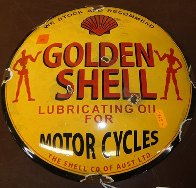 Lot 1071 - Convex enamel advertising sign for Golden...