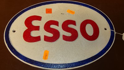 Lot 1075 - Reproduction cast iron sign for Esso, width 32cm