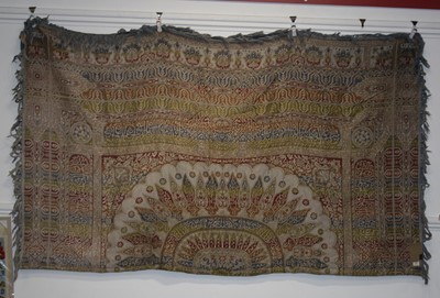 Lot 799 - An eastern style tablecloth, embroidered in...