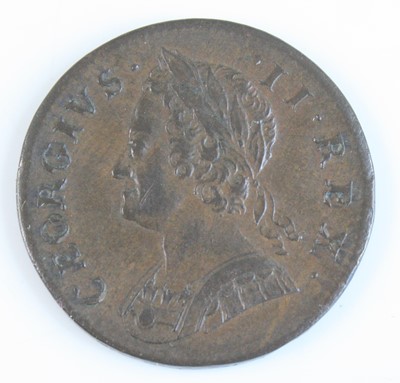 Lot 2348 - Great Britain, 1749 half penny, George II...