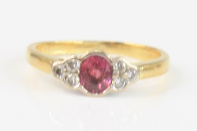 Lot 2663 - An 18ct yellow and white gold, ruby and...