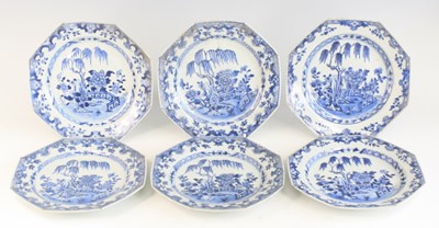 Lot 2264 - A set of six Chinese blue and white porcelain...