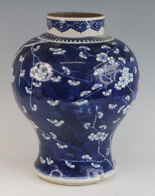 Lot 2268 - A Chinese blue and white baluster jar, Kangxi...