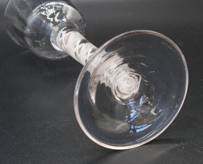 Lot 2070 - A cordial glass, circa 1770, the half ribbed...