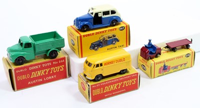 Lot 447 - Four Dublo Dinky Toys, all black treaded...