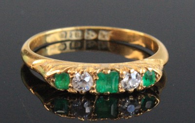Lot 2667 - An Edwardian 18ct gold, emerald and diamond...