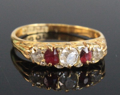 Lot 2669 - A George V 18ct gold, ruby and diamond...