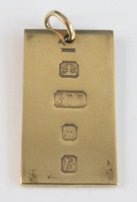 Lot 2687 - A modern 9ct gold and hallmarked rectangular...