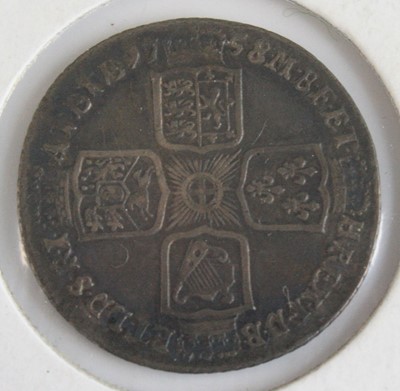 Lot 2154 - Great Britain, 1758 shilling, George II old...