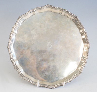 Lot 2128 - A George V silver salver, of shaped circular...