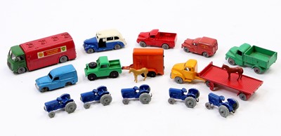 Lot 474 - Thirteen Dublo Dinky Toys: Five tractors;...