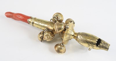 Lot 2240 - An early 19th century silver gilt teething...