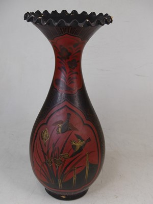 Lot 6 - A Japanese porcelain vase, having a wavy rim...