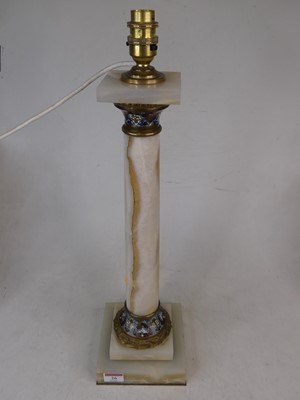 Lot 26 - An onyx and cloisonne enamelled table lamp, in...