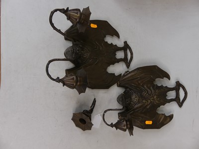 Lot 37 - A pair of bronze twin-branch wall sconces,...