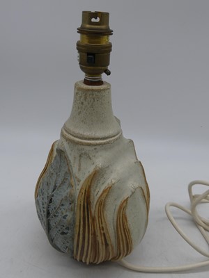 Lot 59 - A Bernard Rooke pottery table lamp, decorated...