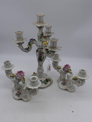 Lot 66 - A Dresden porcelain four-branch table...