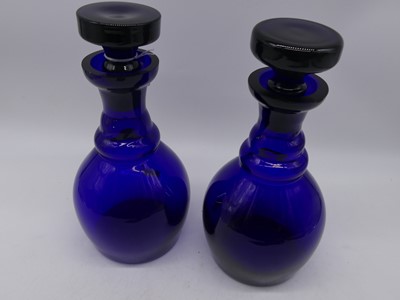 Lot 73 - A pair of Bristol Blue glass decanters, each...