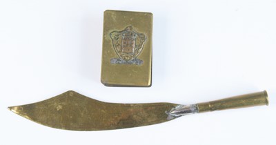 Lot 528 - A pair of WW I trench art shell cases, each...
