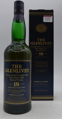 Lot 1422 - The Glenlivet aged 18 years pure single malt...