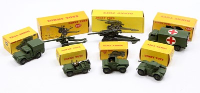 Lot 1209 - Dinky Toys boxed military group of 7...