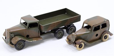 Lot 1589 - 2 Triang Minic tinplate and clockwork military...