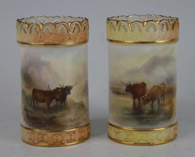 Lot 2063 - A pair of Royal Worcester vases, circa 1903,...