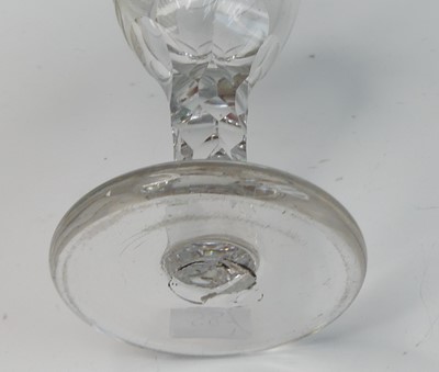 Lot 2075 - A wine glass, circa 1785, the flared funnel...