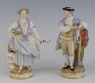 Lot 2061 - A pair of Meissen porcelain figures of...