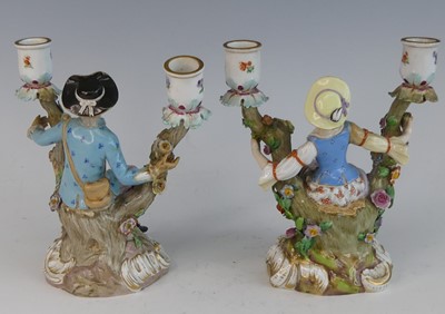 Lot 2060 - A pair of Meissen porcelain figural twin...