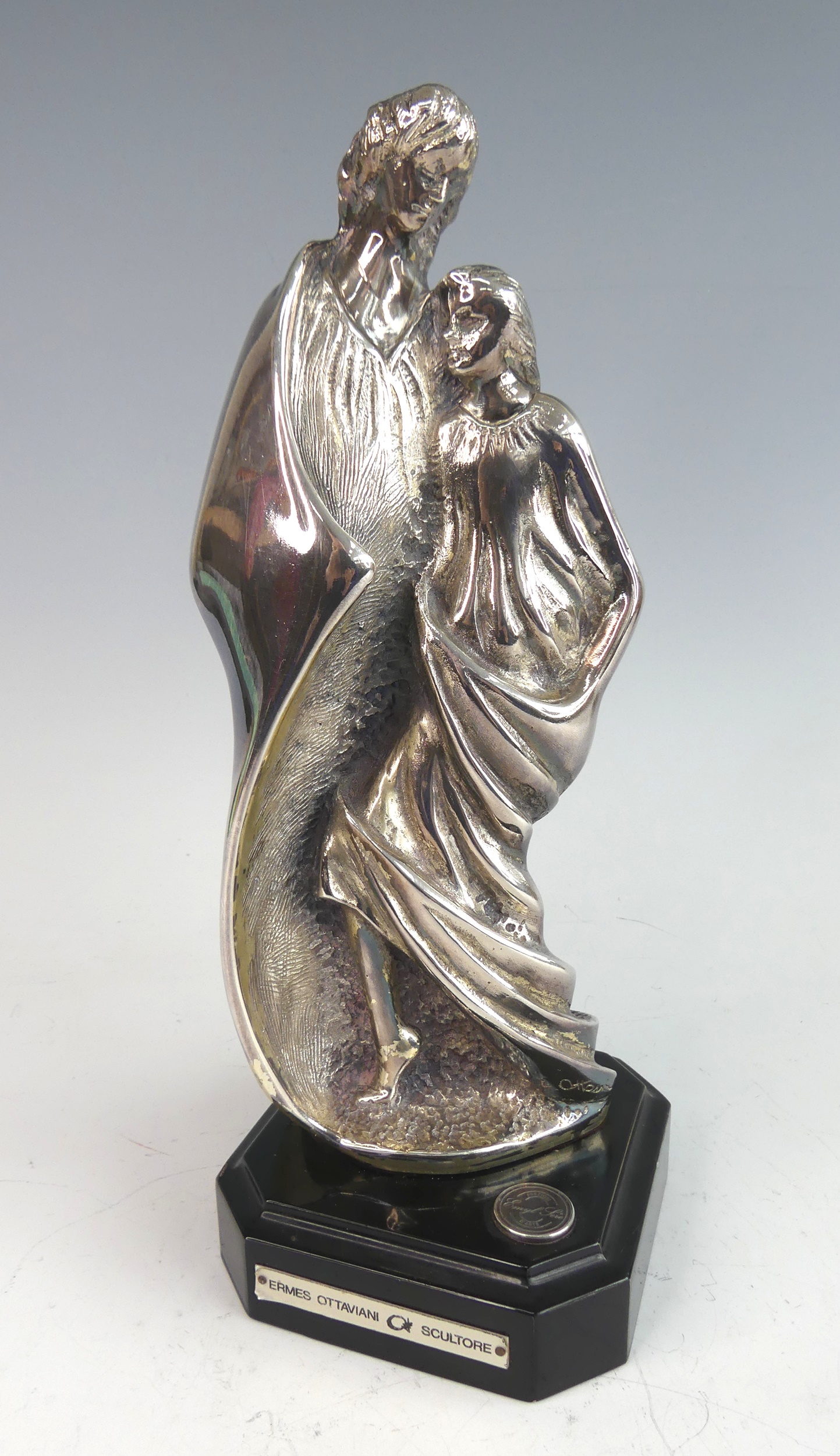 ERMES OTTAVIANI SCULTORE 時計付き置物 シルバープレート ERMES OTTAVIANI SCULTORE / 時計付き / オブジェ / 置物