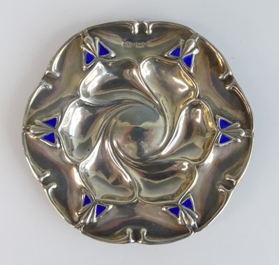 Lot 87 - An Art Nouveau silver and enamel ashtray, of...