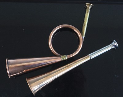 Lot 782 - A copper and nickel mounted hunting horn...