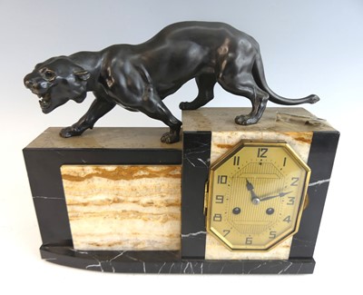 Lot 128 - A French Art Deco marble and Algerian onyx...